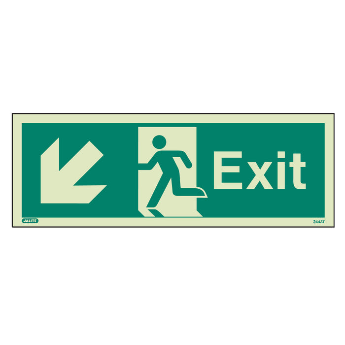 Firechief Photoluminescent Exit Down Left Sign - BS Certified Safety (443T/R)