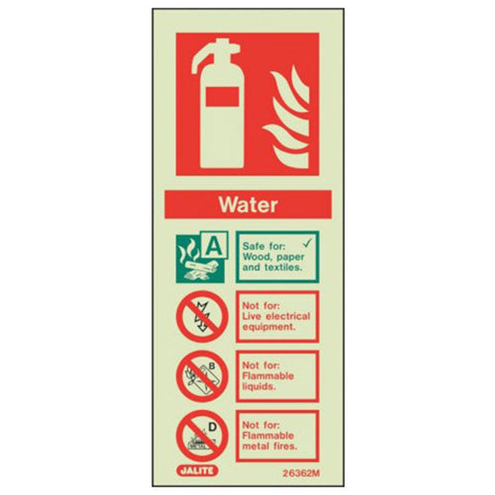 Firechief Photoluminescent Water Fire Extinguisher Sign - Certified (6362M/R)