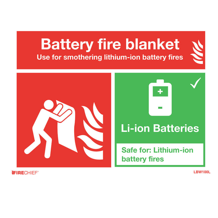 Firechief Certified Li-Ion Battery Fire Blanket - White (LBW100L)