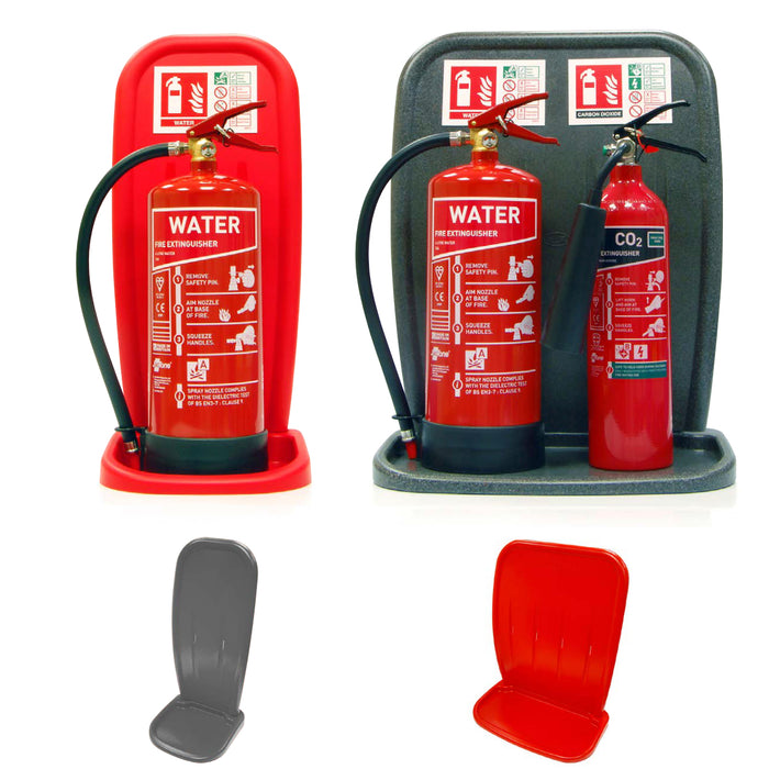 Two-Piece Fire Extinguisher Stands - Single or Double - Red or Grey