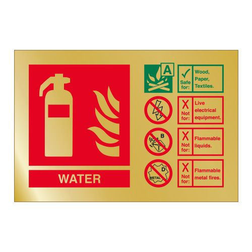 Water Fire Extinguisher Identification Signage Various Finishes 105 x 155 mm