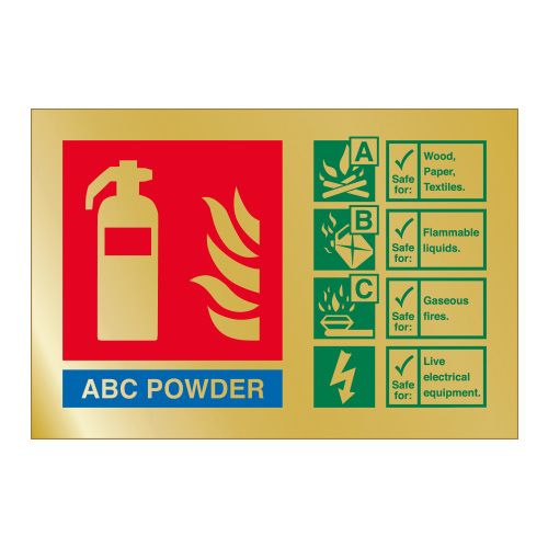 ABC Powder Fire Extinguisher ID Sign in Vinyl or rigid PVC 105 x 155 mm