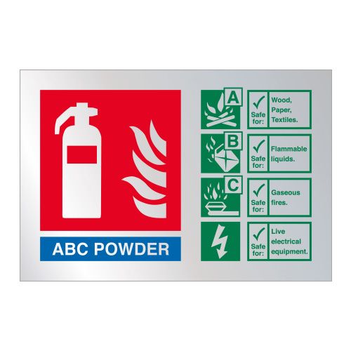 ABC Powder Fire Extinguisher ID Sign in Vinyl or rigid PVC 105 x 155 mm