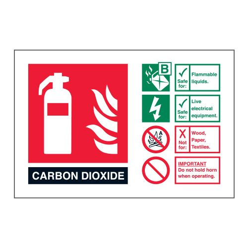 CO2 Extinguisher Identification Sign Various Finishes 105 x 155 mm