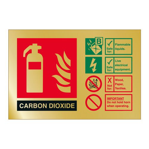 CO2 Extinguisher Identification Sign Various Finishes 105 x 155 mm