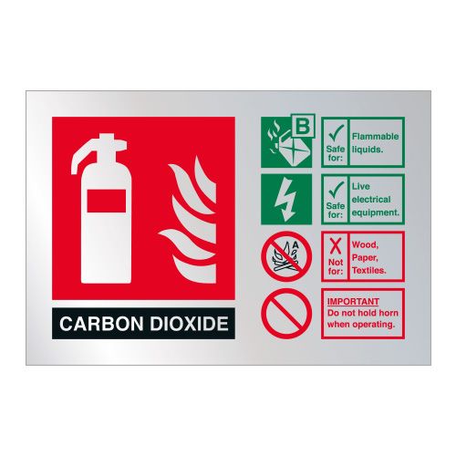 CO2 Extinguisher Identification Sign Various Finishes 105 x 155 mm