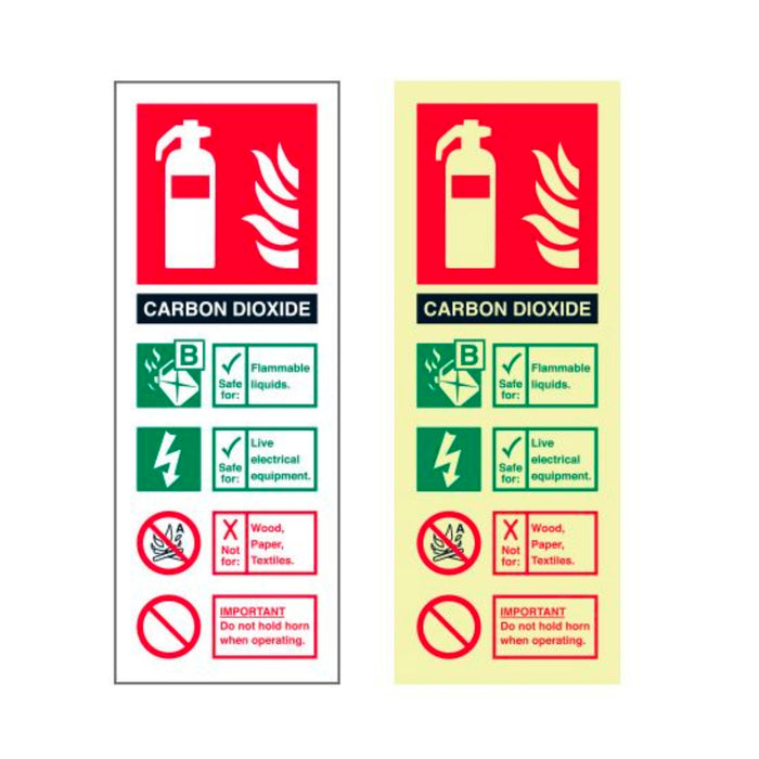 CO2 Extinguisher Identification Sign Various Finishes 200 x 75mm