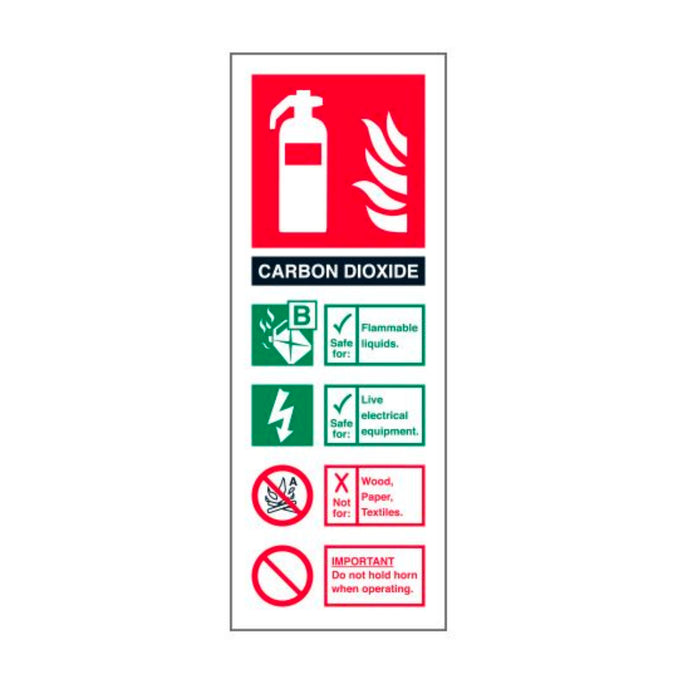 CO2 Extinguisher Identification Sign Various Finishes 200 x 75mm