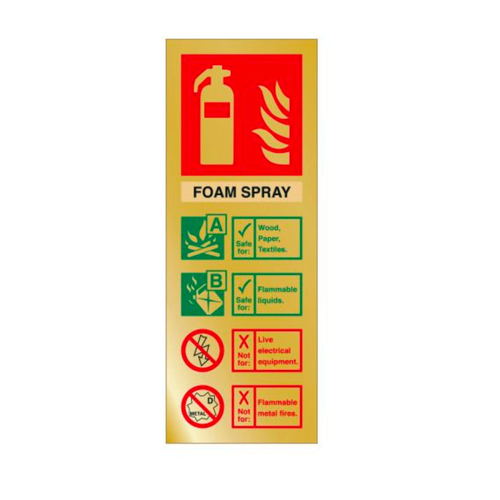 Foam Spray Extinguisher Identification Signage Various Finishes 200 x 75mm