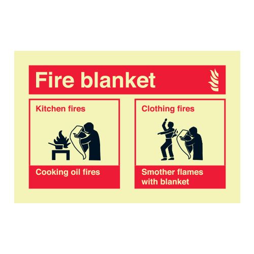 Fire Blanket Sign Easy-to-Follow JacGLOW, Vinyl, PVC | 105x155mm | UK Compliance