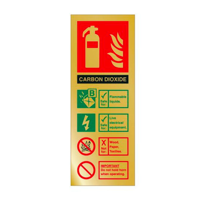 CO2 Extinguisher Identification Sign Various Finishes 200 x 75mm