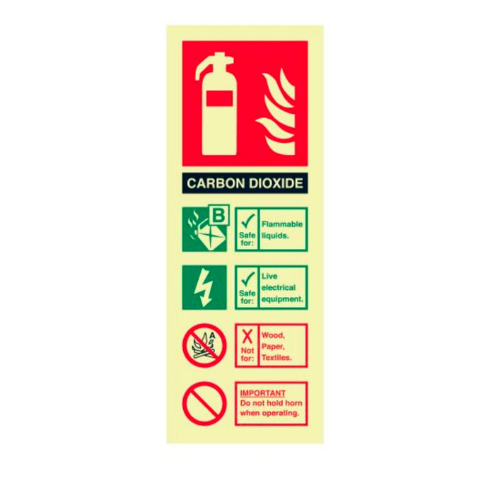 CO2 Extinguisher Identification Sign Various Finishes 200 x 75mm