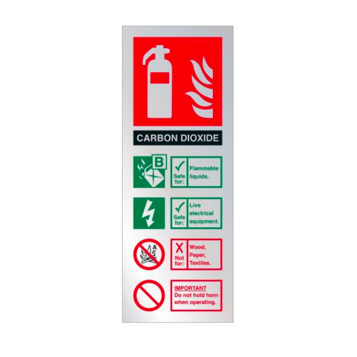 CO2 Extinguisher Identification Sign Various Finishes 200 x 75mm