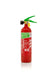 Red 2 Litre lithium battery fire extinguisher with green handle and informational labels.