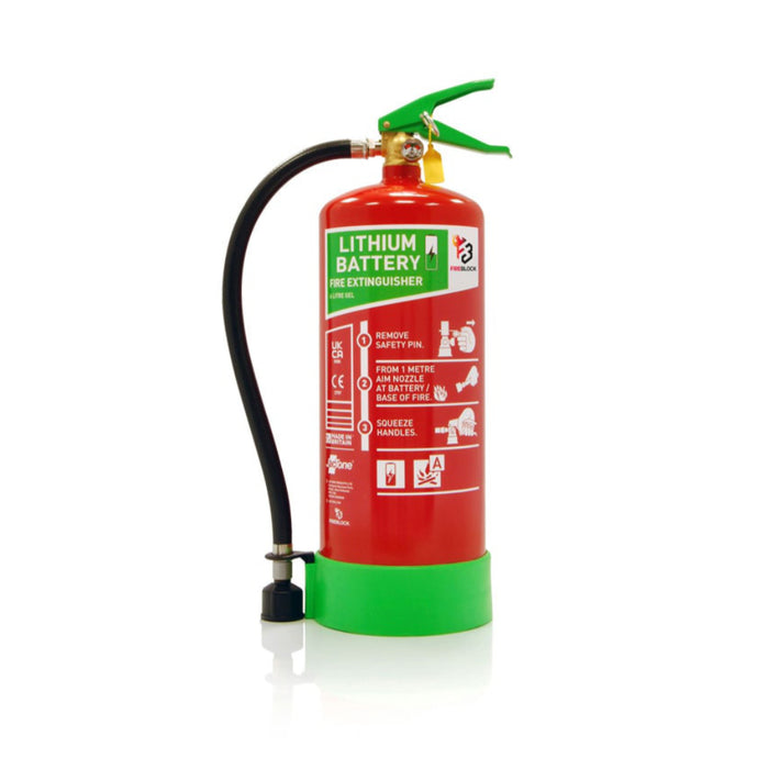 Fireblock 6L Lithium-Ion Battery Fire Extinguisher - Advanced Gel Technology, Durable