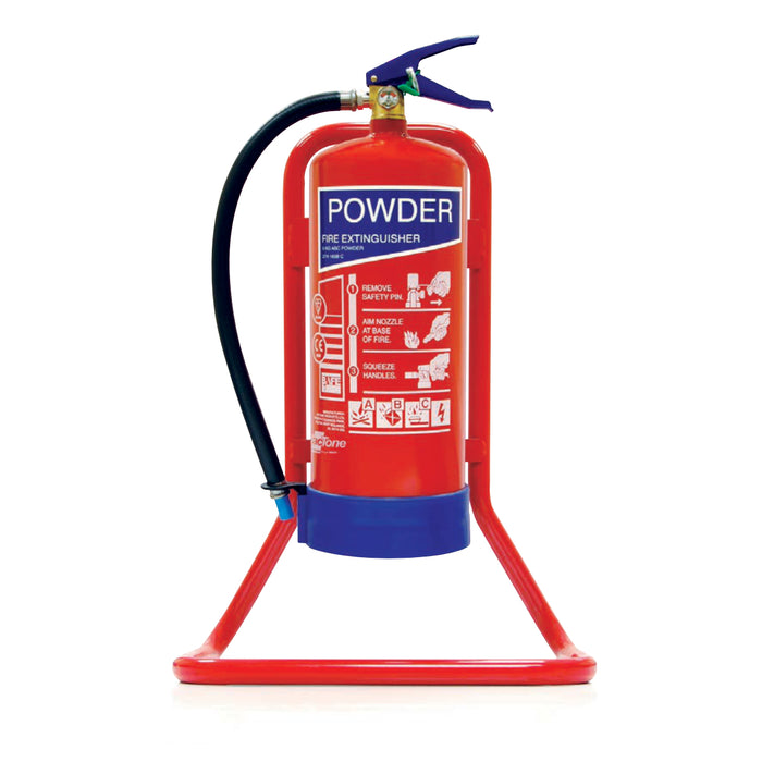 Red or Chrome Metal Fire Extinguisher Stands - Single & Double, Durable Design