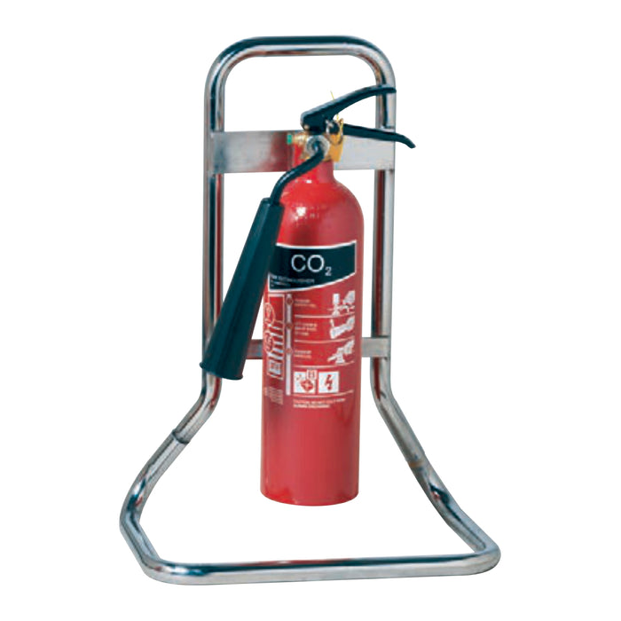 Red or Chrome Metal Fire Extinguisher Stands - Single & Double, Durable Design