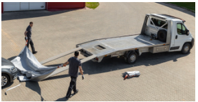 Loading truck with EV Blanket
